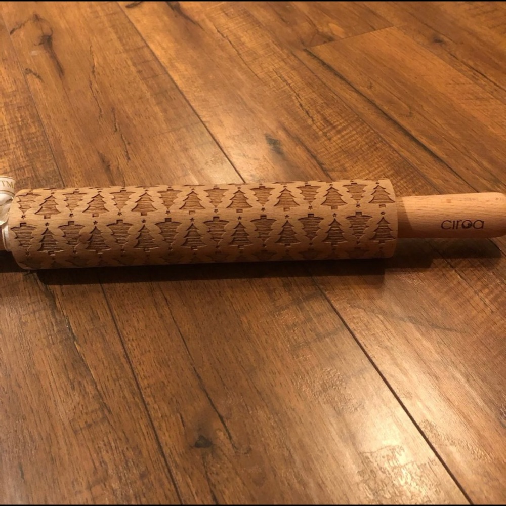 Ciroa holiday Christmas tree wood rolling pin